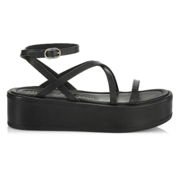 Stuart Weitzman Summerlift Leather Platform Sandals – Black, Size 9 – NWT - Picture 2 of 2